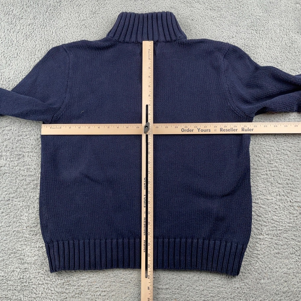 Polo Ralph Lauren Sweater Mens Large Navy Blue 1/4 Zip Cotton Chunky Knit - Picture 4 of 8